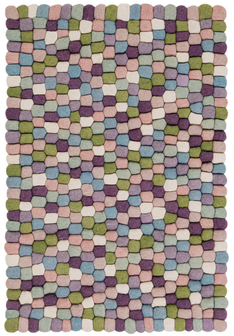 Pink and Purple 2' x 3' 1 Felt Ball Rectangle Area Rug Stunning All Natural 100% Wool Luxury Hand Woven Carpet for Modern Home Interiors Soft Touch Marshmallow Rug for Sale at Rug Engine