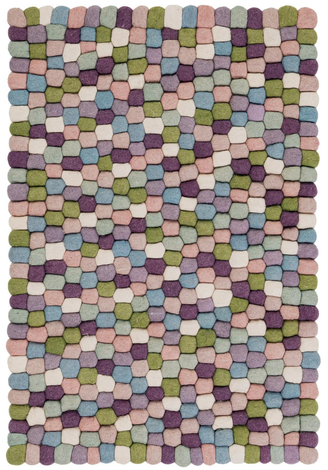 Pink and Purple 2' x 3' 1 Felt Ball Rectangle Area Rug Stunning All Natural 100% Wool Luxury Hand Woven Carpet for Modern Home Interiors Soft Touch Marshmallow Rug for Sale at Rug Engine