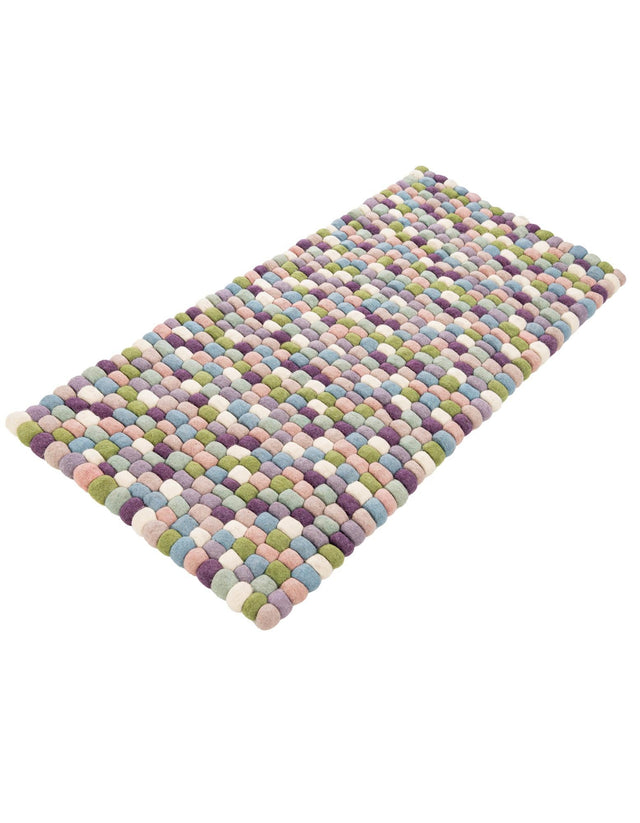 Pink and Purple 2' x 4' 1 Felt Ball Runner Area Rug Stunning All Natural 100% Wool Luxury Hand Woven Carpet for Modern Home Interiors Soft Touch Marshmallow Rug for Sale at Rug Engine