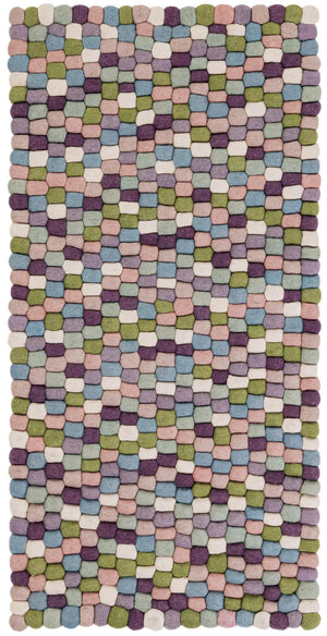 Pink and Purple 2' x 4' 1 Felt Ball Runner Area Rug Stunning All Natural 100% Wool Luxury Hand Woven Carpet for Modern Home Interiors Soft Touch Marshmallow Rug for Sale at Rug Engine
