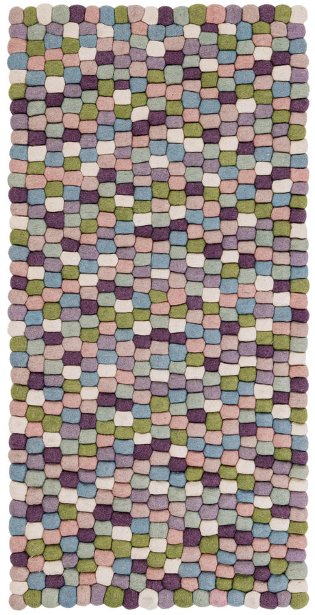 Pink and Purple 2' x 4' 1 Felt Ball Runner Area Rug Stunning All Natural 100% Wool Luxury Hand Woven Carpet for Modern Home Interiors Soft Touch Marshmallow Rug for Sale at Rug Engine