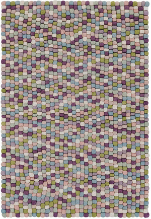 Pink and Purple 4' 1 x 6' 1 Felt Ball Rectangle Area Rug Stunning All Natural 100% Wool Luxury Hand Woven Carpet for Modern Home Interiors Soft Touch Marshmallow Rug for Sale at Rug Engine