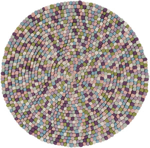 Pink and Purple 5' 1 x 5' 1 Felt Ball Round Area Rug Stunning All Natural 100% Wool Luxury Hand Woven Carpet for Modern Home Interiors Soft Touch Marshmallow Rug for Sale at Rug Engine
