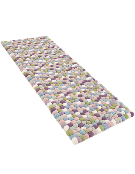 Pink and Purple 2' x 5' 1 Felt Ball Runner Area Rug Stunning All Natural 100% Wool Luxury Hand Woven Carpet for Modern Home Interiors Soft Touch Marshmallow Rug for Sale at Rug Engine