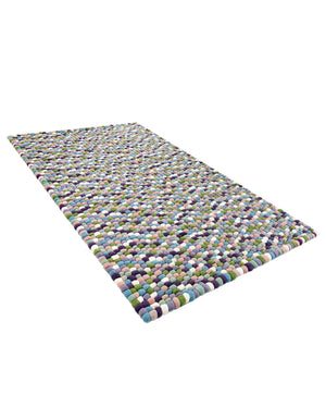 Pink and Purple 5' 1 x 8' Felt Ball Rectangle Area Rug Stunning All Natural 100% Wool Luxury Hand Woven Carpet for Modern Home Interiors Soft Touch Marshmallow Rug for Sale at Rug Engine