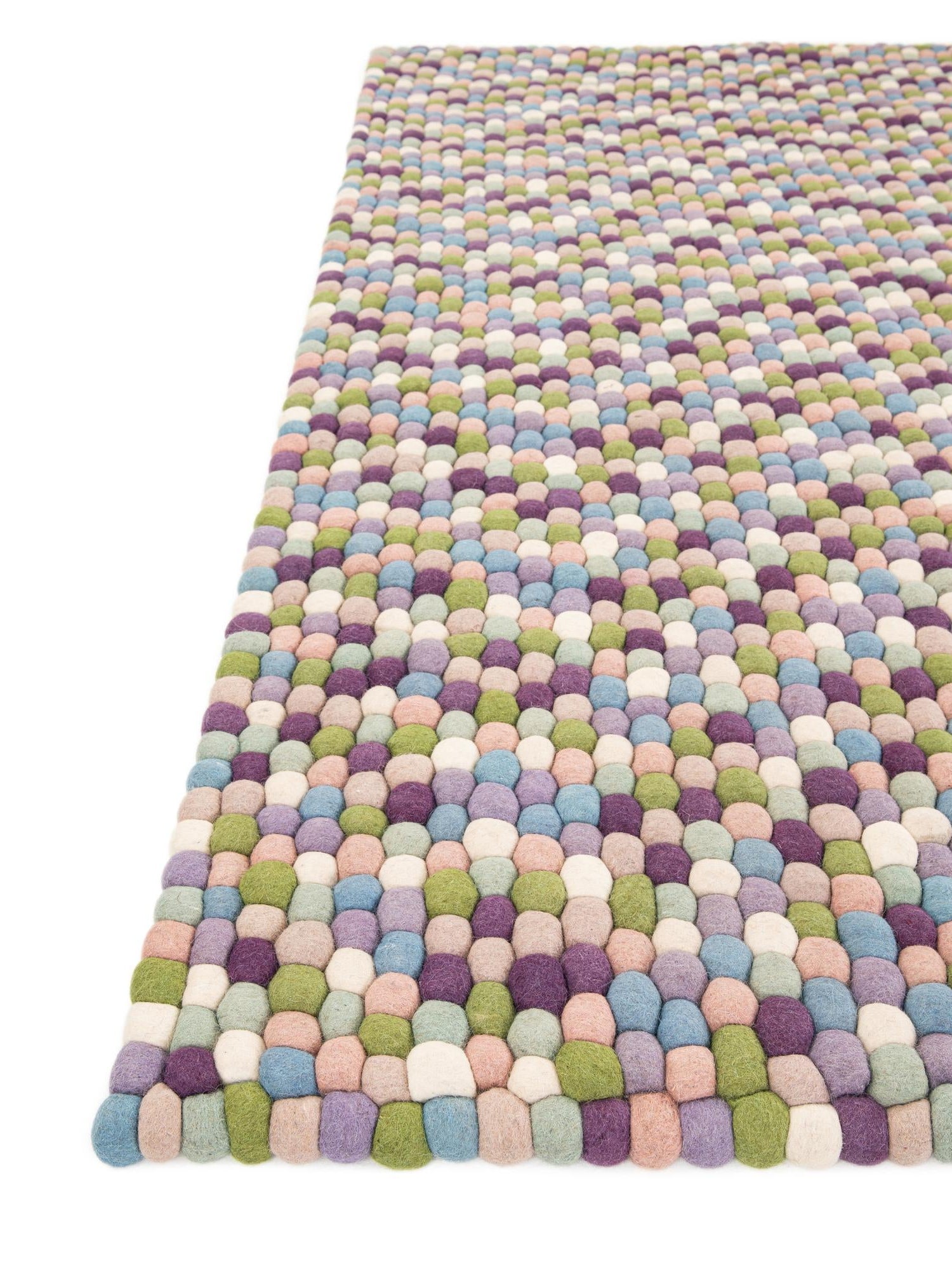 Pink and Purple 7' 10 x 10' Felt Ball Rectangle Area Rug Stunning All Natural 100% Wool Luxury Hand Woven Carpet for Modern Home Interiors Soft Touch Marshmallow Rug for Sale at Rug Engine