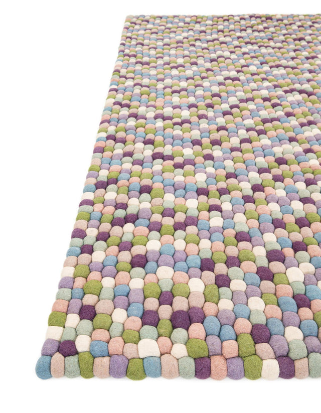 Pink and Purple 9' x 12' Felt Ball Rectangle Area Rug Stunning All Natural 100% Wool Luxury Hand Woven Carpet for Modern Home Interiors Soft Touch Marshmallow Rug for Sale at Rug Engine