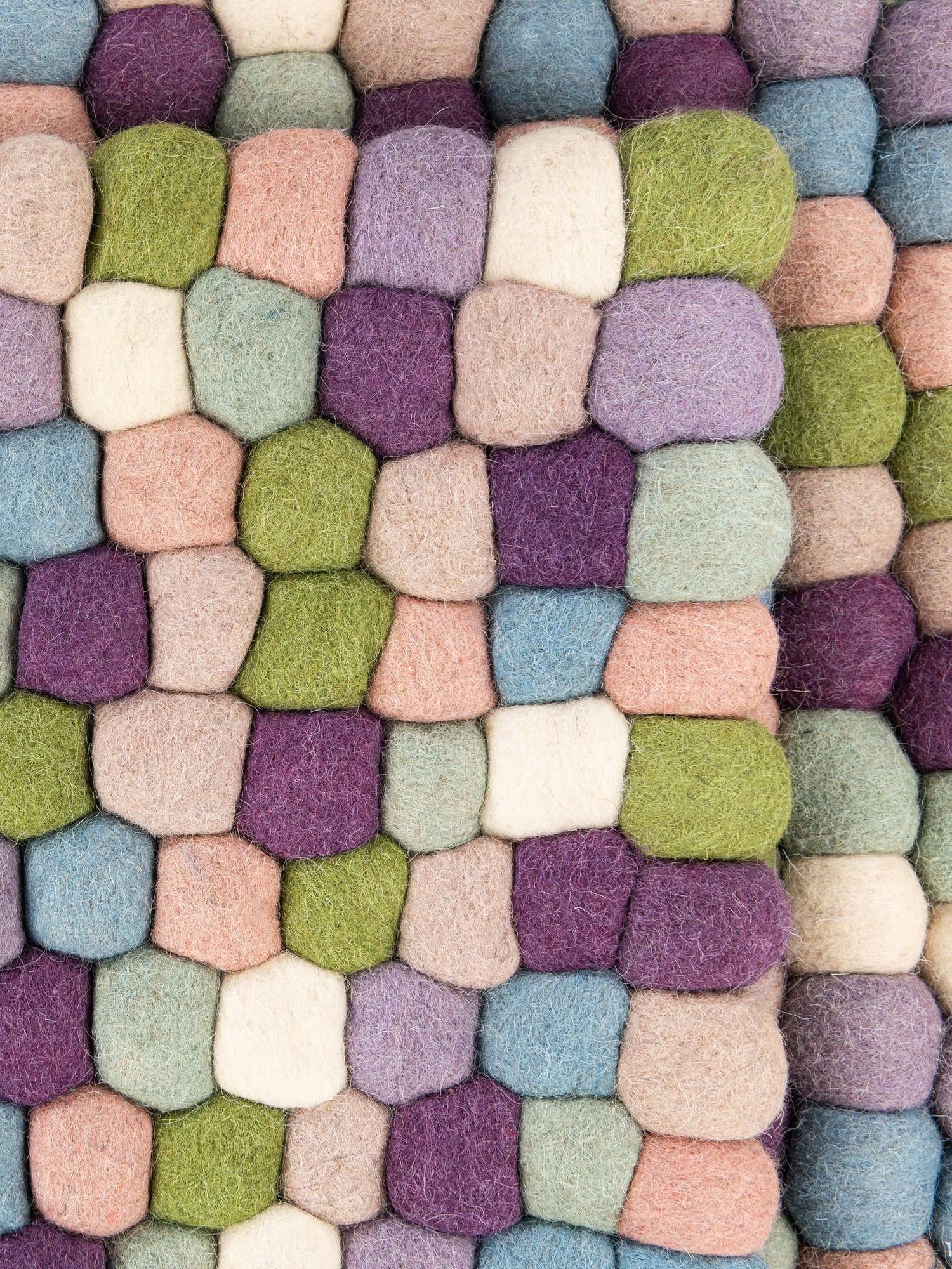 Pink and Purple 2' x 3' 1 Felt Ball Rectangle Area Rug Stunning All Natural 100% Wool Luxury Hand Woven Carpet for Modern Home Interiors Soft Touch Marshmallow Rug for Sale at Rug Engine