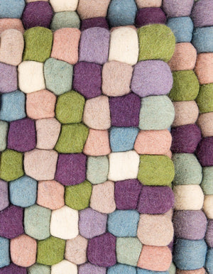 Pink and Purple 7' 10 x 10' Felt Ball Rectangle Area Rug Stunning All Natural 100% Wool Luxury Hand Woven Carpet for Modern Home Interiors Soft Touch Marshmallow Rug for Sale at Rug Engine