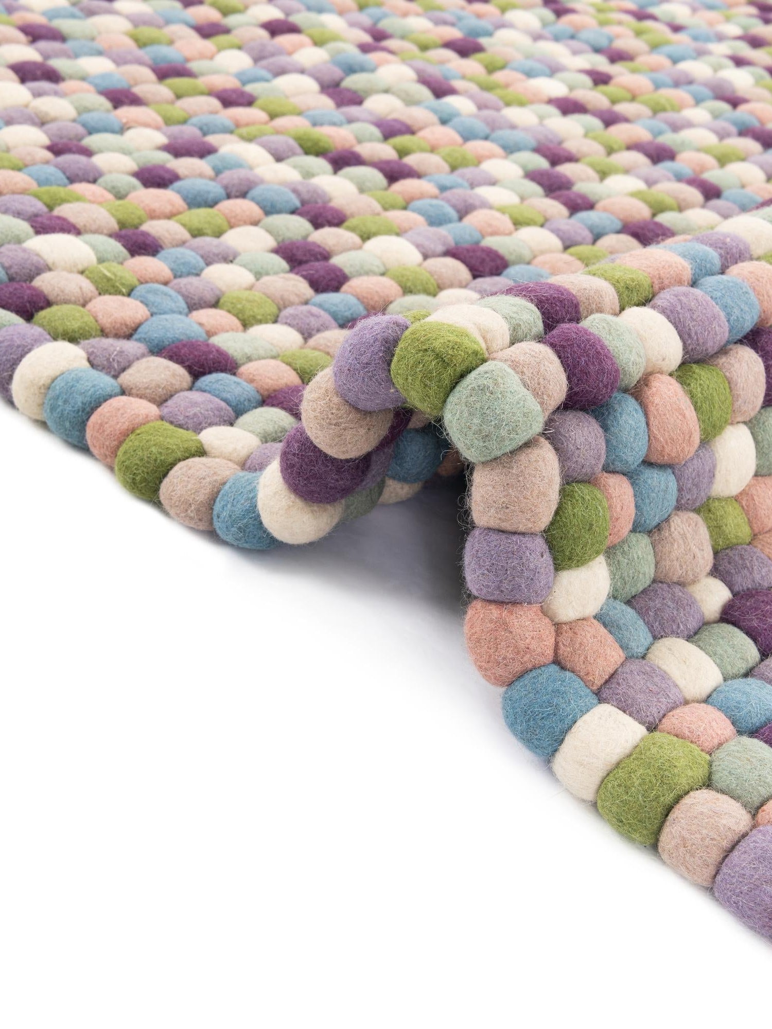 Pink and Purple 7' 10 x 10' Felt Ball Rectangle Area Rug Stunning All Natural 100% Wool Luxury Hand Woven Carpet for Modern Home Interiors Soft Touch Marshmallow Rug for Sale at Rug Engine
