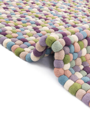 Pink and Purple 9' x 12' Felt Ball Rectangle Area Rug Stunning All Natural 100% Wool Luxury Hand Woven Carpet for Modern Home Interiors Soft Touch Marshmallow Rug for Sale at Rug Engine