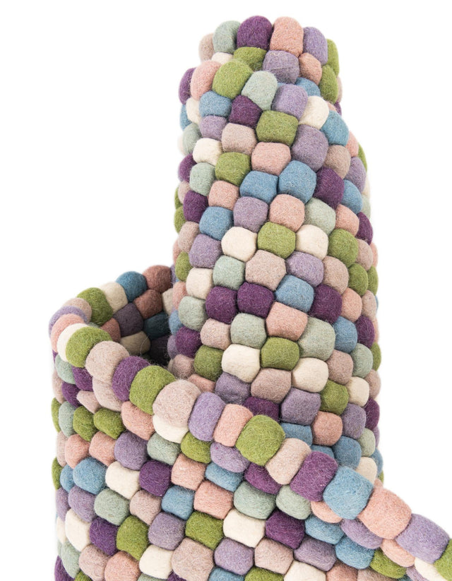 Pink and Purple 5' 1 x 8' Felt Ball Rectangle Area Rug Stunning All Natural 100% Wool Luxury Hand Woven Carpet for Modern Home Interiors Soft Touch Marshmallow Rug for Sale at Rug Engine