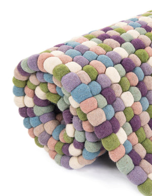 Pink and Purple 6' 1 x 9' Felt Ball Rectangle Area Rug Stunning All Natural 100% Wool Luxury Hand Woven Carpet for Modern Home Interiors Soft Touch Marshmallow Rug for Sale at Rug Engine