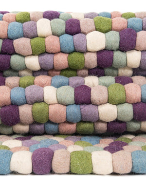 Pink and Purple 7' 10 x 10' Felt Ball Rectangle Area Rug Stunning All Natural 100% Wool Luxury Hand Woven Carpet for Modern Home Interiors Soft Touch Marshmallow Rug for Sale at Rug Engine