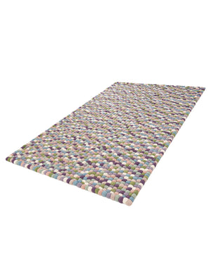Pink and Purple 5' 1 x 8' Felt Ball Rectangle Area Rug Stunning All Natural 100% Wool Luxury Hand Woven Carpet for Modern Home Interiors Soft Touch Marshmallow Rug for Sale at Rug Engine