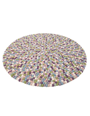 Pink and Purple 6' 1 x 6' 1 Felt Ball Round Area Rug Stunning All Natural 100% Wool Luxury Hand Woven Carpet for Modern Home Interiors Soft Touch Marshmallow Rug for Sale at Rug Engine