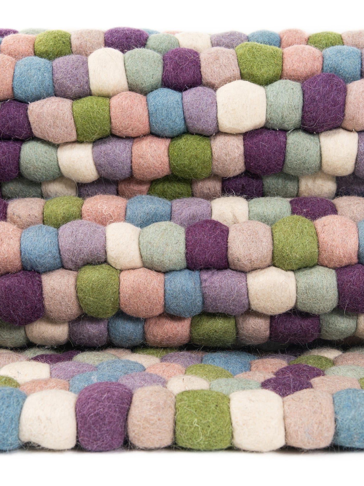 Pink and Purple 2' x 4' 1 Felt Ball Runner Area Rug Stunning All Natural 100% Wool Luxury Hand Woven Carpet for Modern Home Interiors Soft Touch Marshmallow Rug for Sale at Rug Engine