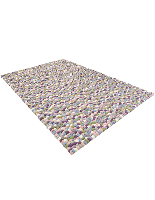 Pink and Purple 6' 1 x 9' Felt Ball Rectangle Area Rug Stunning All Natural 100% Wool Luxury Hand Woven Carpet for Modern Home Interiors Soft Touch Marshmallow Rug for Sale at Rug Engine