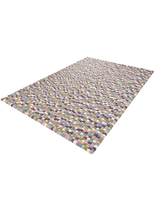 Pink and Purple 6' 1 x 9' Felt Ball Rectangle Area Rug Stunning All Natural 100% Wool Luxury Hand Woven Carpet for Modern Home Interiors Soft Touch Marshmallow Rug for Sale at Rug Engine