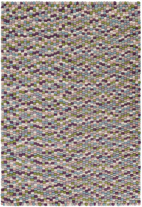 Pink and Purple 6' 1 x 9' Felt Ball Rectangle Area Rug Stunning All Natural 100% Wool Luxury Hand Woven Carpet for Modern Home Interiors Soft Touch Marshmallow Rug for Sale at Rug Engine