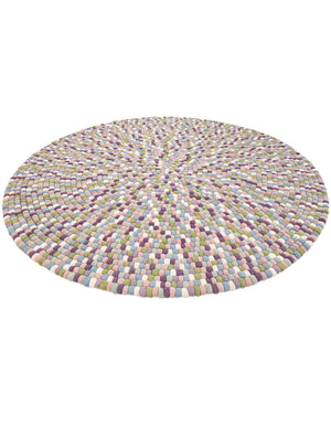 Pink and Purple 7' 10 x 7' 10 Felt Ball Round Area Rug Stunning All Natural 100% Wool Luxury Hand Woven Carpet for Modern Home Interiors Soft Touch Marshmallow Rug for Sale at Rug Engine