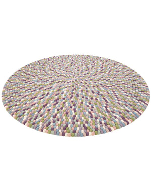 Pink and Purple 7' 10 x 7' 10 Felt Ball Round Area Rug Stunning All Natural 100% Wool Luxury Hand Woven Carpet for Modern Home Interiors Soft Touch Marshmallow Rug for Sale at Rug Engine