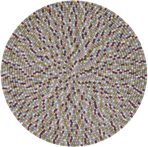 Pink and Purple 7' 10 x 7' 10 Felt Ball Round Area Rug Stunning All Natural 100% Wool Luxury Hand Woven Carpet for Modern Home Interiors Soft Touch Marshmallow Rug for Sale at Rug Engine