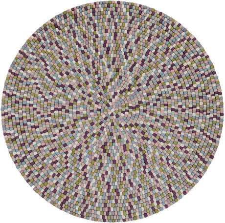 Pink and Purple 7' 10 x 7' 10 Felt Ball Round Area Rug Stunning All Natural 100% Wool Luxury Hand Woven Carpet for Modern Home Interiors Soft Touch Marshmallow Rug for Sale at Rug Engine