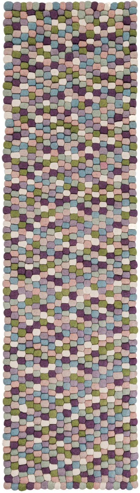 Pink and Purple 2' x 8' Felt Ball Runner Area Rug Stunning All Natural 100% Wool Luxury Hand Woven Carpet for Modern Home Interiors Soft Touch Marshmallow Rug for Sale at Rug Engine