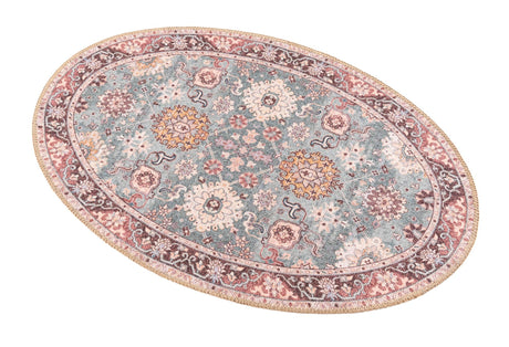 Washable Green 2' x 3' 1 Timeless Oval Area Rug Easy to Clean Stain Resistant & Durable Traditional Classic Vintage Design Carpet for Sale at Rug Engine
