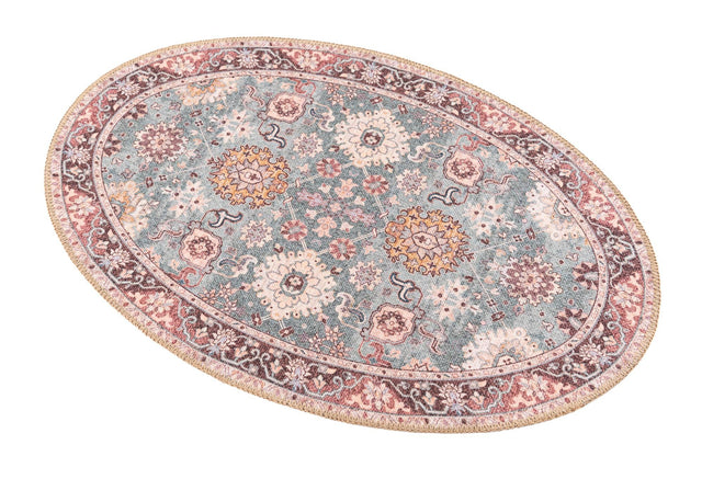 Washable Green 2' x 3' 1 Timeless Oval Area Rug Easy to Clean Stain Resistant & Durable Traditional Classic Vintage Design Carpet for Sale at Rug Engine