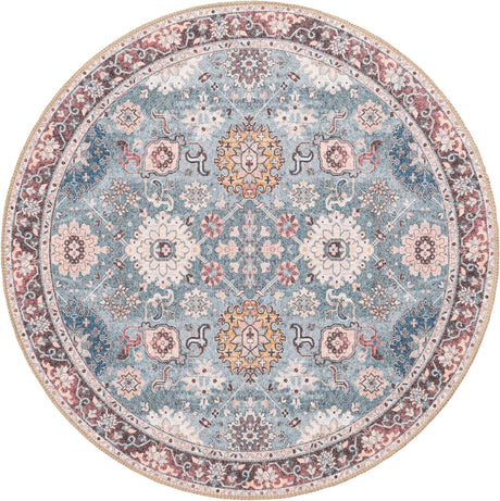 Washable Green 3' 6 x 3' 6 Timeless Round Area Rug Easy to Clean Stain Resistant & Durable Traditional Classic Vintage Design Carpet for Sale at Rug Engine
