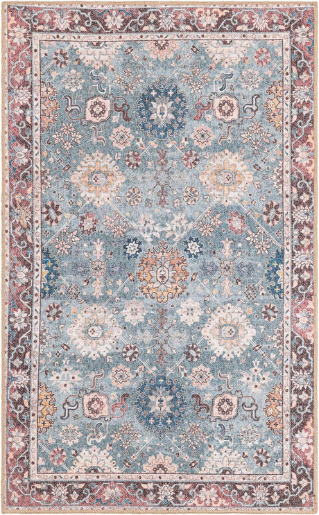 Washable Green 3' 6 x 5' 6 Timeless Rectangle Area Rug Easy to Clean Stain Resistant & Durable Traditional Classic Vintage Design Carpet for Sale at Rug Engine