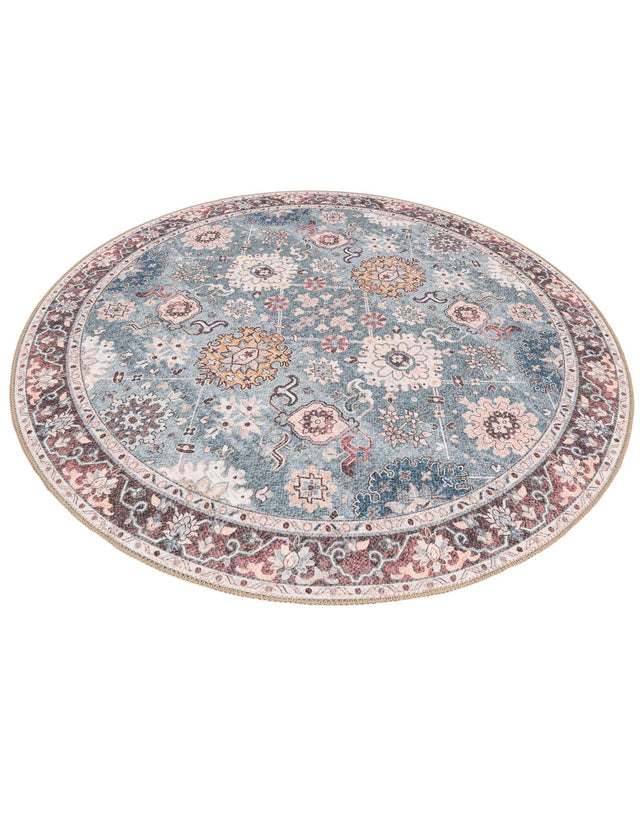 Washable Green 5' 1 x 5' 1 Timeless Round Area Rug Easy to Clean Stain Resistant & Durable Traditional Classic Vintage Design Carpet for Sale at Rug Engine