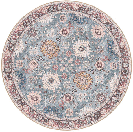 Washable Green 5' 1 x 5' 1 Timeless Round Area Rug Easy to Clean Stain Resistant & Durable Traditional Classic Vintage Design Carpet for Sale at Rug Engine