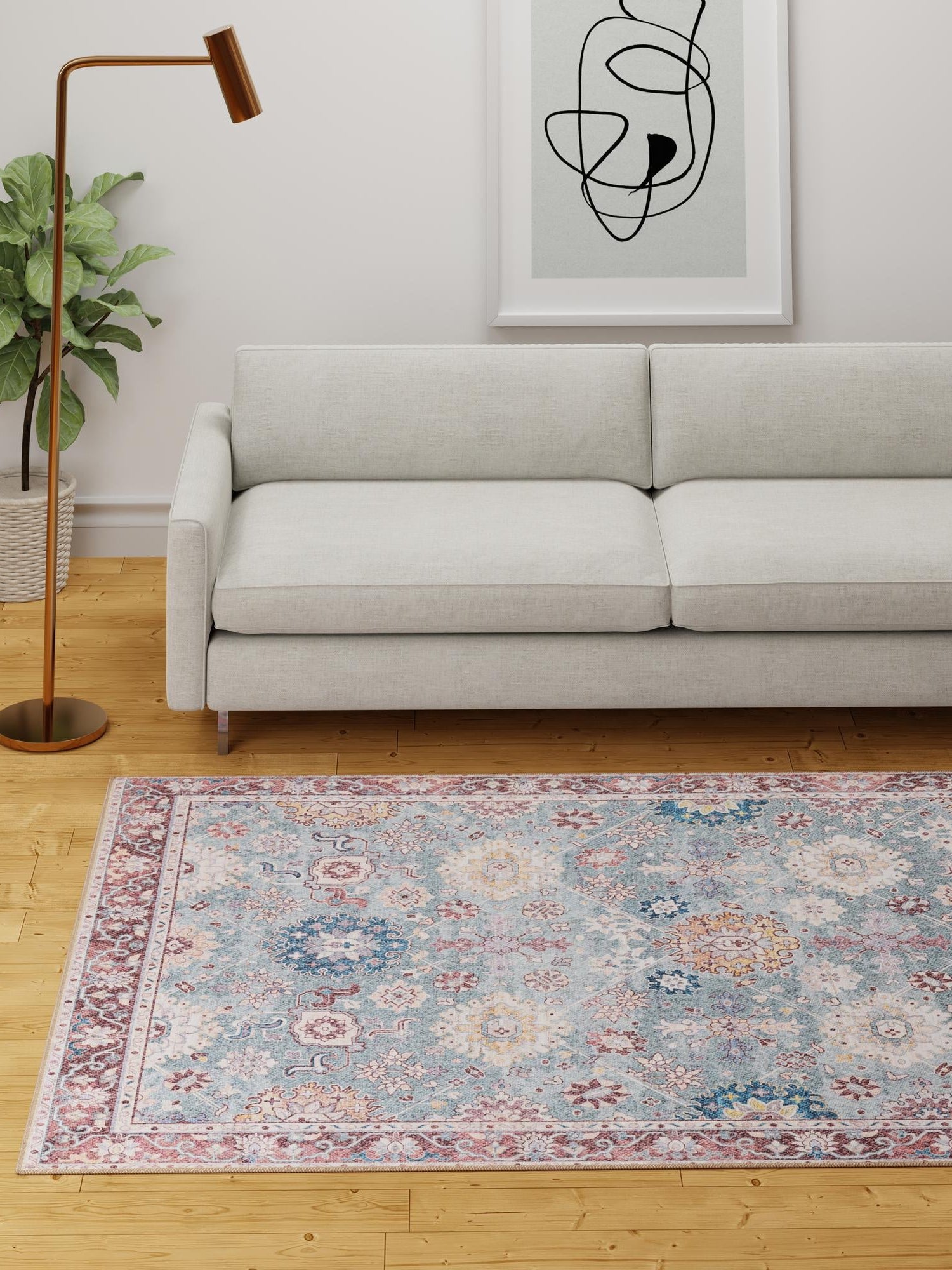 Washable Green 3' 6 x 5' 6 Timeless Rectangle Area Rug Easy to Clean Stain Resistant & Durable Traditional Classic Vintage Design Carpet for Sale at Rug Engine