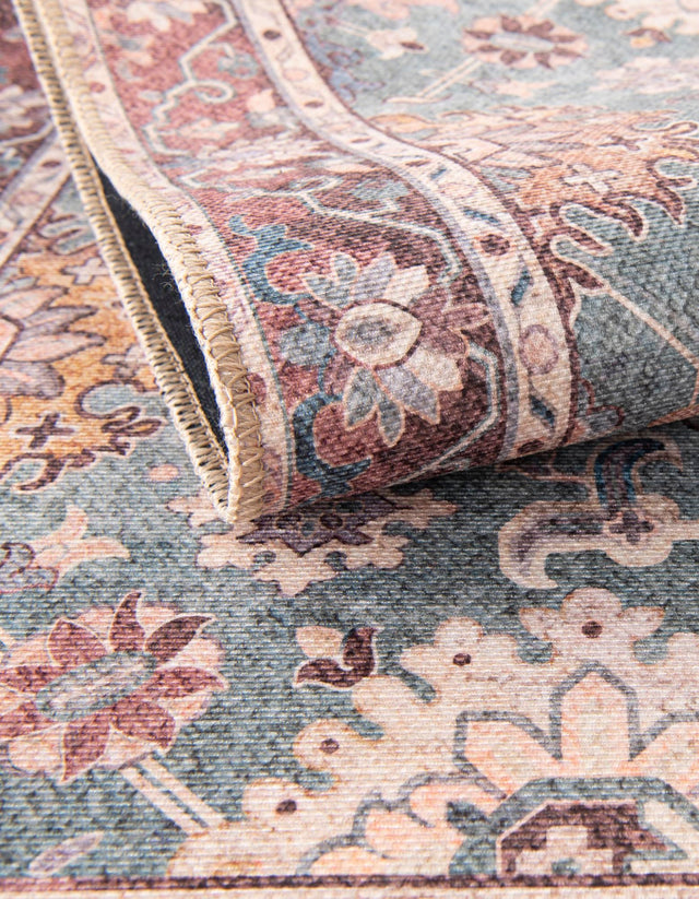 Washable Green 5' 1 x 8' Timeless Rectangle Area Rug Easy to Clean Stain Resistant & Durable Traditional Classic Vintage Design Carpet for Sale at Rug Engine