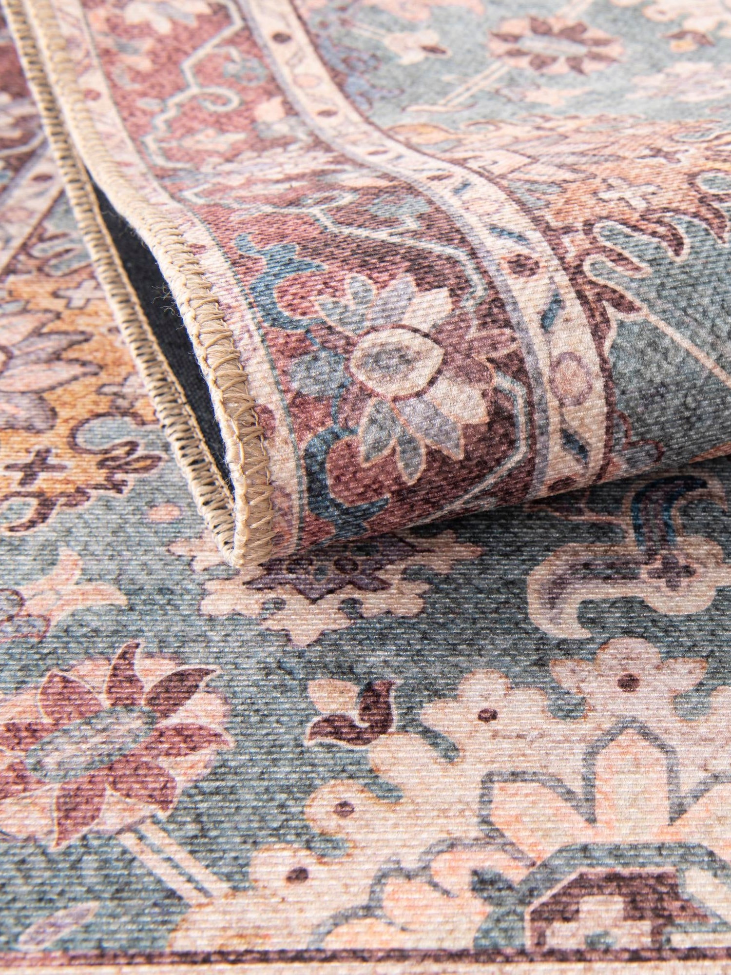 Washable Green 9' 5 x 13' 1 Timeless Rectangle Area Rug Easy to Clean Stain Resistant & Durable Traditional Classic Vintage Design Carpet for Sale at Rug Engine