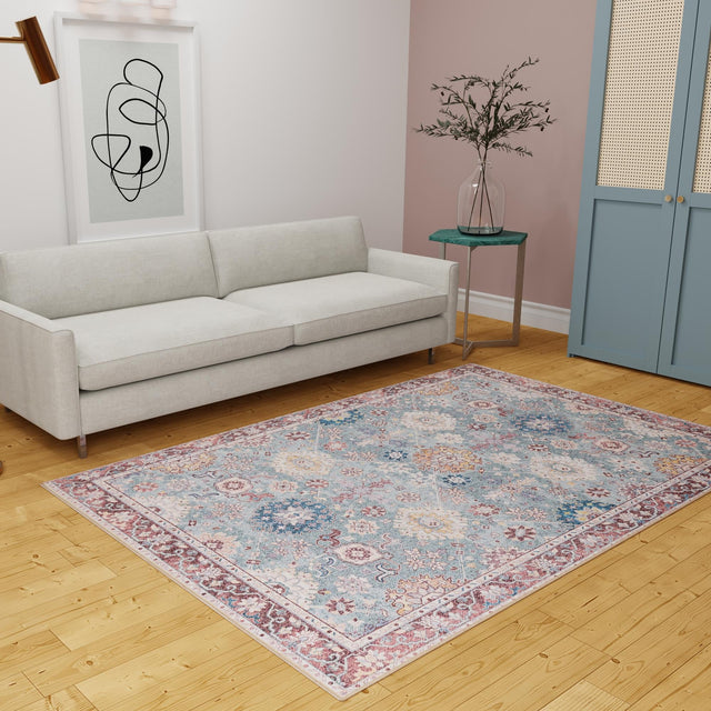 Washable Green 7' 10 x 10' Timeless Rectangle Area Rug Easy to Clean Stain Resistant & Durable Traditional Classic Vintage Design Carpet for Sale at Rug Engine