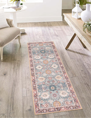 Washable Green 2' 7 x 12' Timeless Runner Area Rug Easy to Clean Stain Resistant & Durable Traditional Classic Vintage Design Carpet for Sale at Rug Engine
