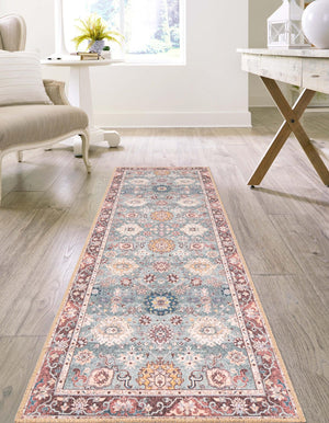 Green 2' x 6' 1 Timeless Washable Runner Rug