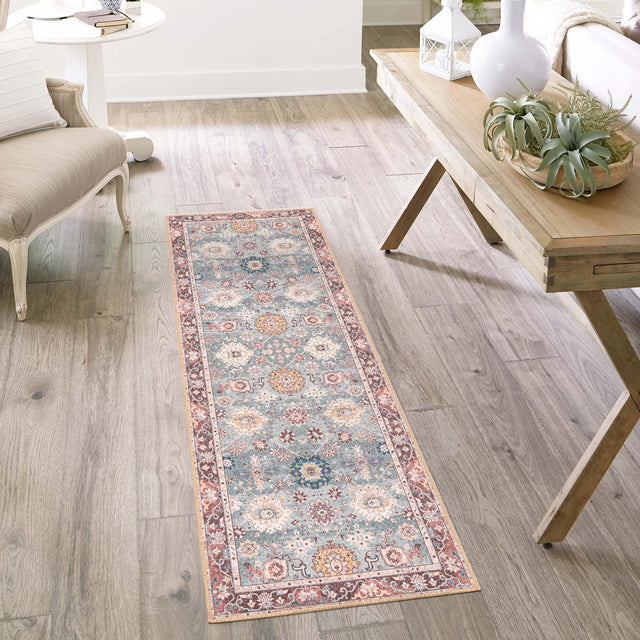 Washable Green 2' 7 x 12' Timeless Runner Area Rug Easy to Clean Stain Resistant & Durable Traditional Classic Vintage Design Carpet for Sale at Rug Engine