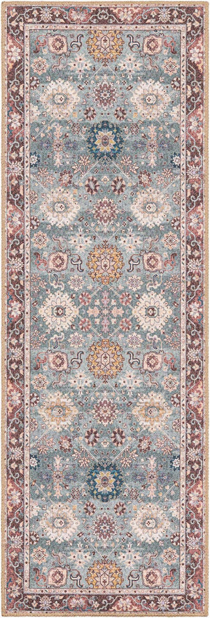Green 2' x 6' 1 Timeless Washable Runner Rug
