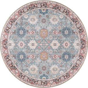 Washable Green 7' 10 x 7' 10 Timeless Round Area Rug Easy to Clean Stain Resistant & Durable Traditional Classic Vintage Design Carpet for Sale at Rug Engine