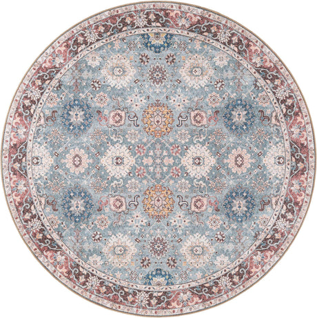 Washable Green 7' 10 x 7' 10 Timeless Round Area Rug Easy to Clean Stain Resistant & Durable Traditional Classic Vintage Design Carpet for Sale at Rug Engine