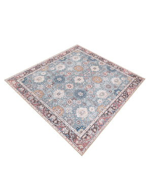 Washable Green 7' 10 x 7' 10 Timeless Square Area Rug Easy to Clean Stain Resistant & Durable Traditional Classic Vintage Design Carpet for Sale at Rug Engine