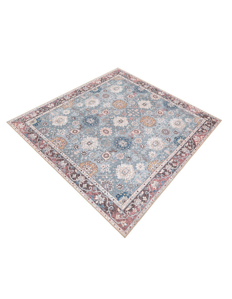 Washable Green 7' 10 x 7' 10 Timeless Square Area Rug Easy to Clean Stain Resistant & Durable Traditional Classic Vintage Design Carpet for Sale at Rug Engine