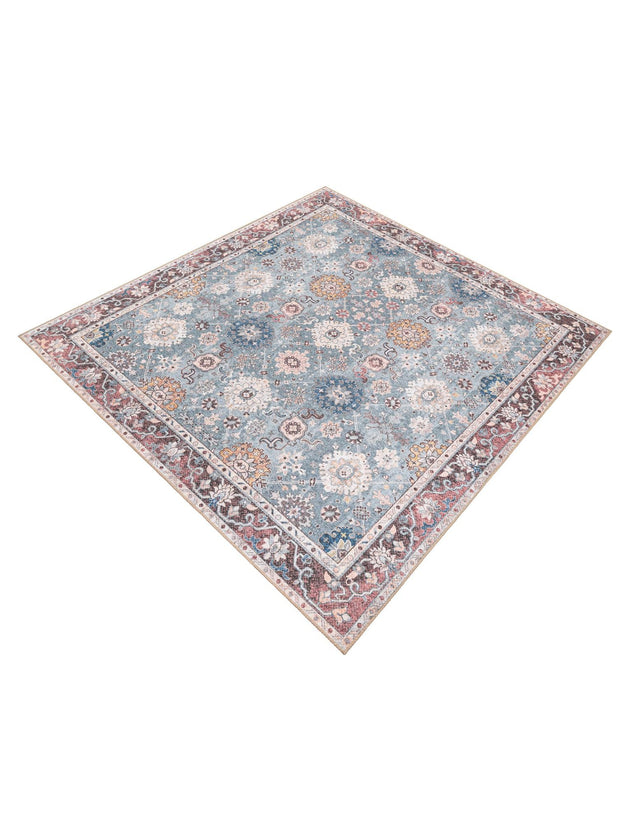 Washable Green 7' 10 x 7' 10 Timeless Square Area Rug Easy to Clean Stain Resistant & Durable Traditional Classic Vintage Design Carpet for Sale at Rug Engine