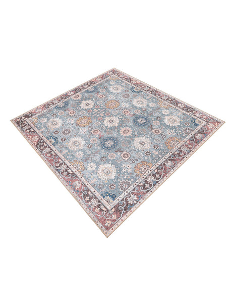 Washable Green 7' 10 x 7' 10 Timeless Square Area Rug Easy to Clean Stain Resistant & Durable Traditional Classic Vintage Design Carpet for Sale at Rug Engine