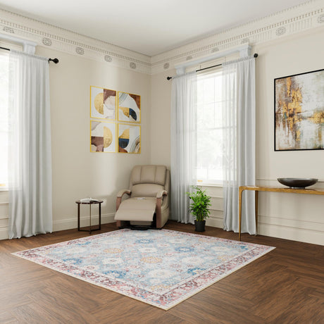 Washable Green 7' 10 x 7' 10 Timeless Square Area Rug Easy to Clean Stain Resistant & Durable Traditional Classic Vintage Design Carpet for Sale at Rug Engine